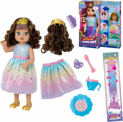 Baby Alive Princess Ellie Grows Up! Brown Hair Interactive Doll with Accessories