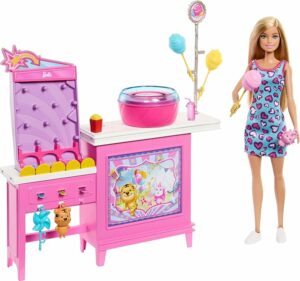 Barbie Mysteries Beach Malibu” Doll & Cotton Candy Game Booth Playset
