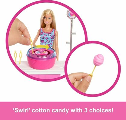 Barbie Mysteries Beach Malibu” Doll & Cotton Candy Game Booth Playset