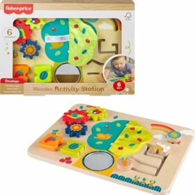 Fisher-Price Wooden Activity Station Baby Busy Board Toy
