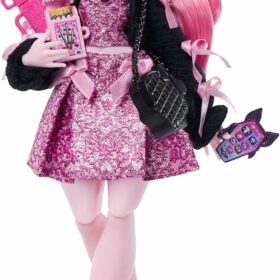 Monster High Doll Draculaura in Pink Bow Dress and Black Cardigan