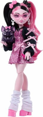 Monster High Doll Draculaura in Pink Bow Dress and Black Cardigan