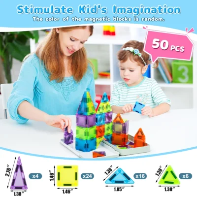 50PCS Magnetic Blocks Building Set Magnet Tiles for Kids