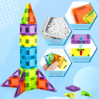 50PCS Magnetic Blocks Building Set Magnet Tiles for Kids