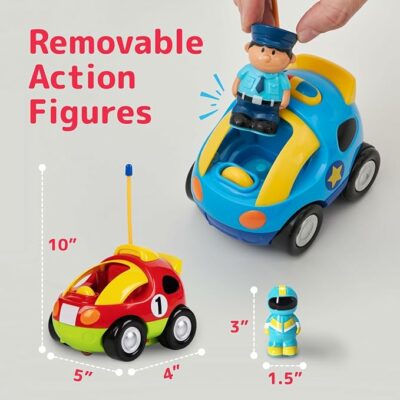 Cartoon Remote Control Cars Police Car and Race Car with Steering Wheel