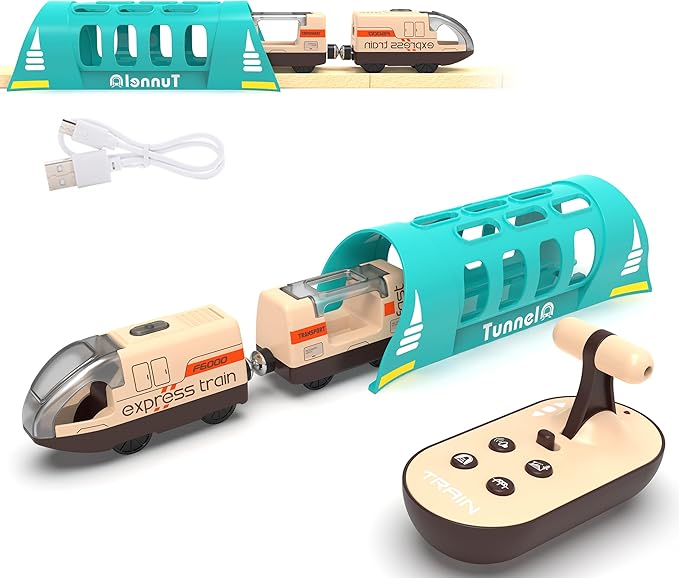 Electric Train for Wooden Track Remote Control Train and Tunnel with Voice