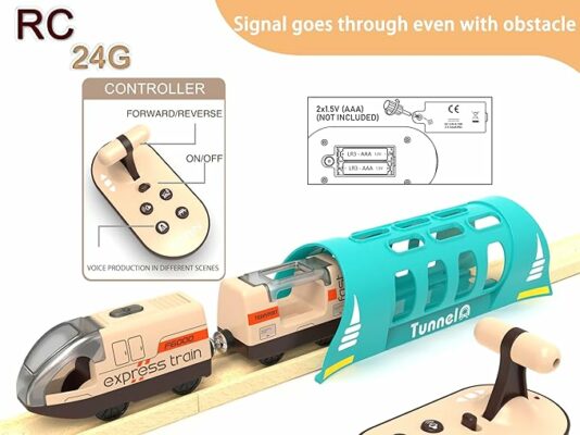 Electric Train for Wooden Track Remote Control Train and Tunnel with Voice