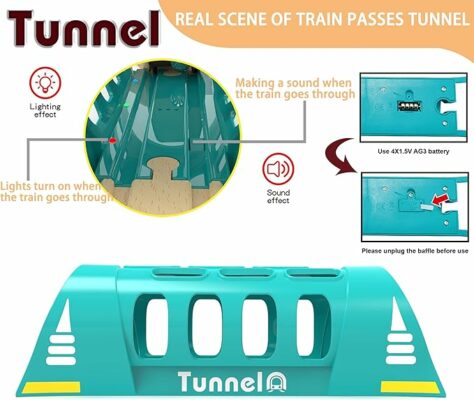 Electric Train for Wooden Track Remote Control Train and Tunnel with Voice