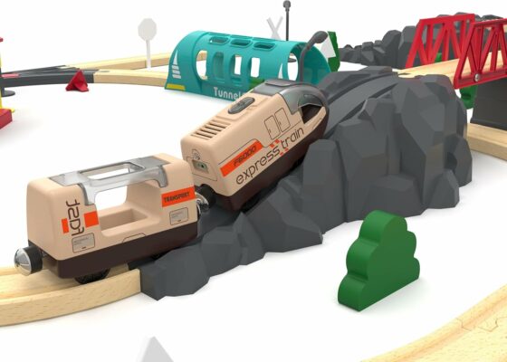 Electric Train for Wooden Track Remote Control Train and Tunnel with Voice