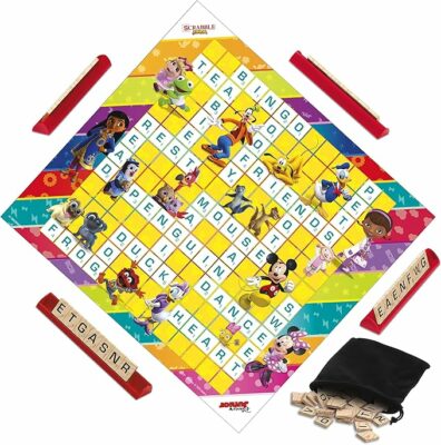 Hasbro Gaming Scrabble Junior Disney Junior Edition Double Sided Board Game