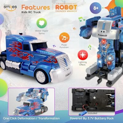 Kids Transforming Robot RC Truck Toys for Boys