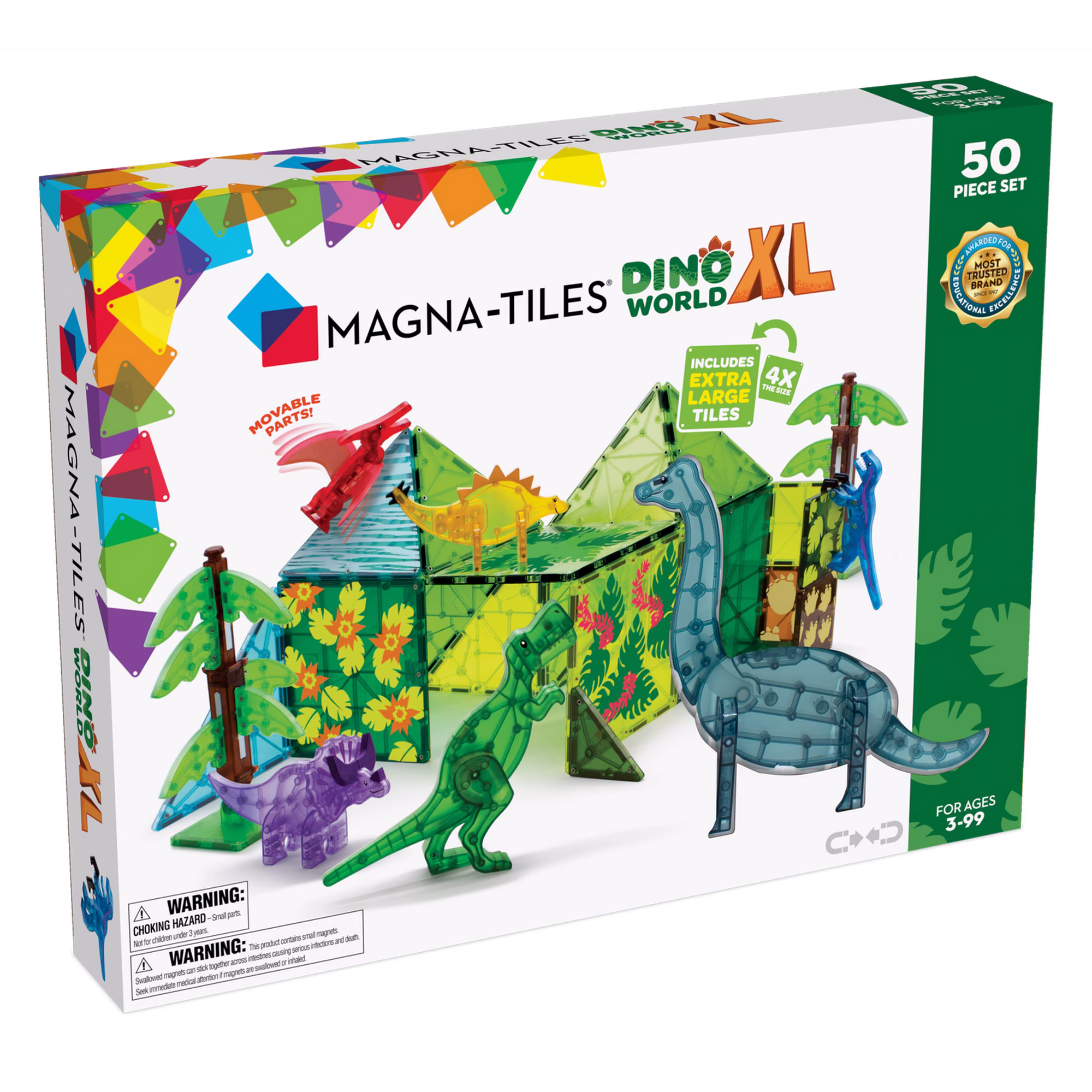 MAGNA-TILES Dino World XL 50-Piece Magnetic Construction Set