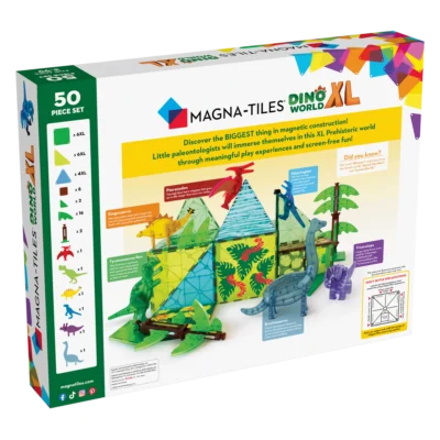 MAGNA-TILES Dino World XL 50-Piece Magnetic Construction Set