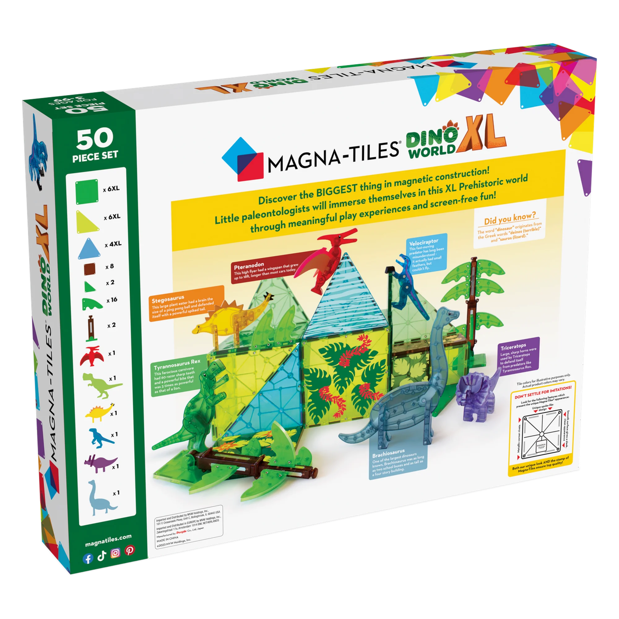 MAGNA-TILES Dino World XL 50-Piece Magnetic Construction Set MAGNA-TILES Dino World XL 50-Piece Magnetic Construction Set