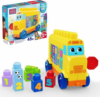 MEGA BLOKS First Builders Toddler Block Toys Set Build & Count Bus 45 Pieces