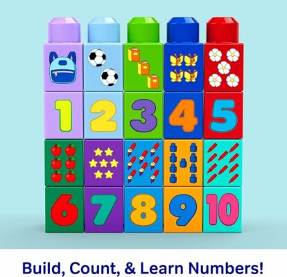 MEGA BLOKS First Builders Toddler Block Toys Set Build & Count Bus 45 Pieces