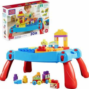 MEGA BLOKS First Builders Toddler Blocks Portable Activity Table with 30 Pieces
