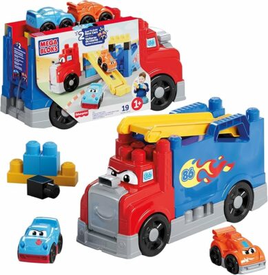 MEGA BLOKS First Builders Toddler Building Blocks Toy Set Build & Race Rig