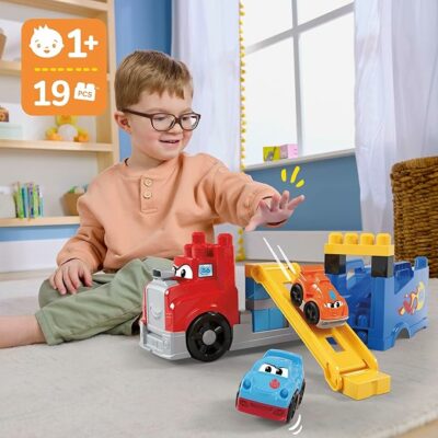 MEGA BLOKS First Builders Toddler Building Blocks Toy Set Build & Race Rig