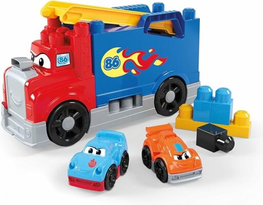 MEGA BLOKS First Builders Toddler Building Blocks Toy Set Build & Race Rig