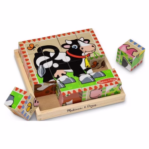 Melissa & Doug Farm Wooden Cube Puzzle with Storage Tray