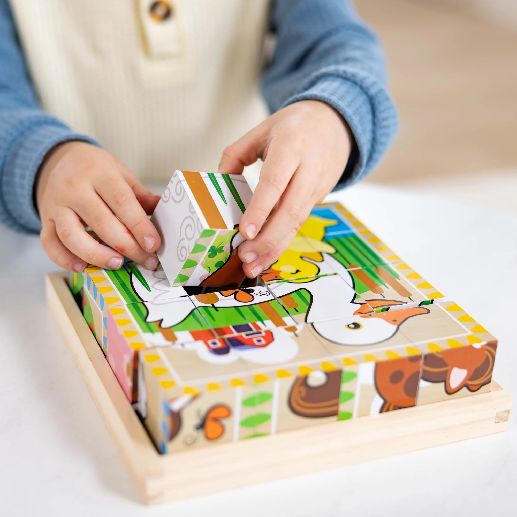 Melissa & Doug Farm Wooden Cube Puzzle with Storage Tray Melissa & Doug Farm Wooden Cube Puzzle with Storage Tray