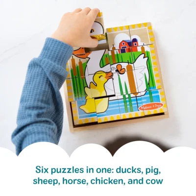 Melissa & Doug Farm Wooden Cube Puzzle with Storage Tray