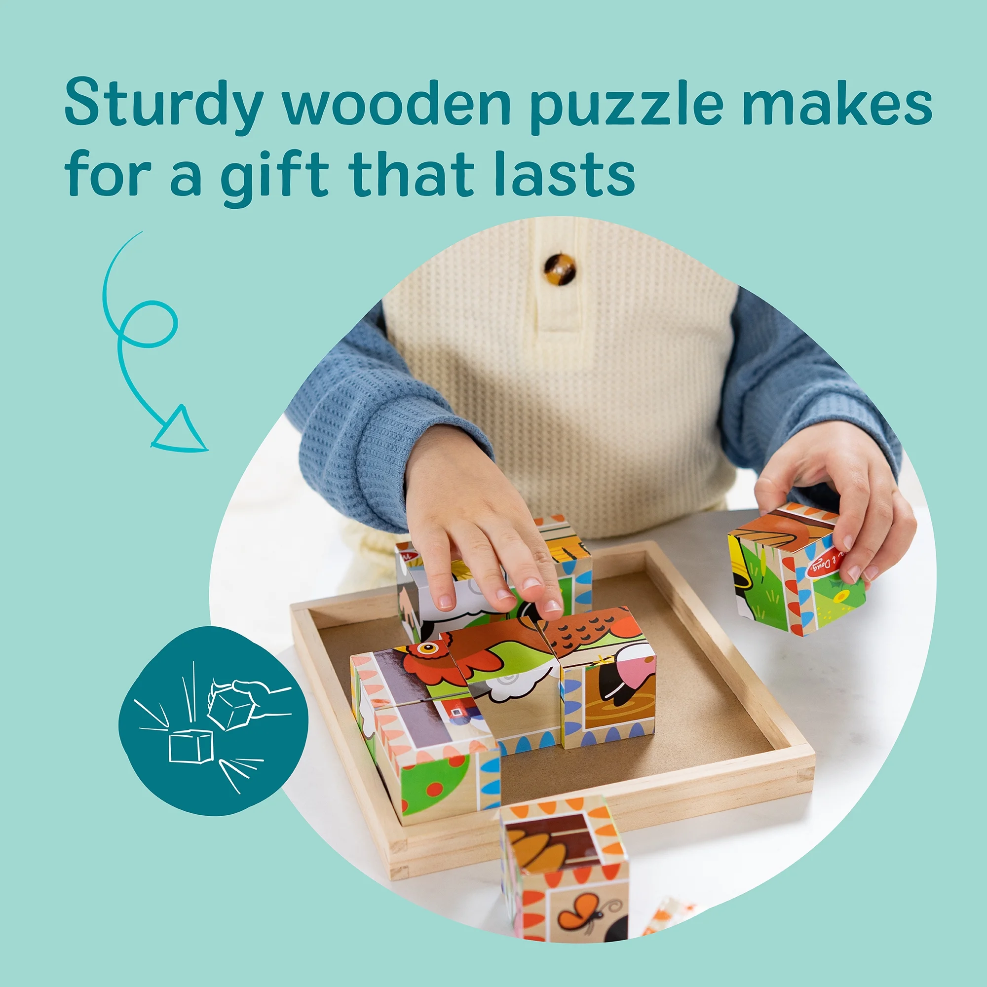 Melissa & Doug Farm Wooden Cube Puzzle with Storage Tray Melissa & Doug Farm Wooden Cube Puzzle with Storage Tray