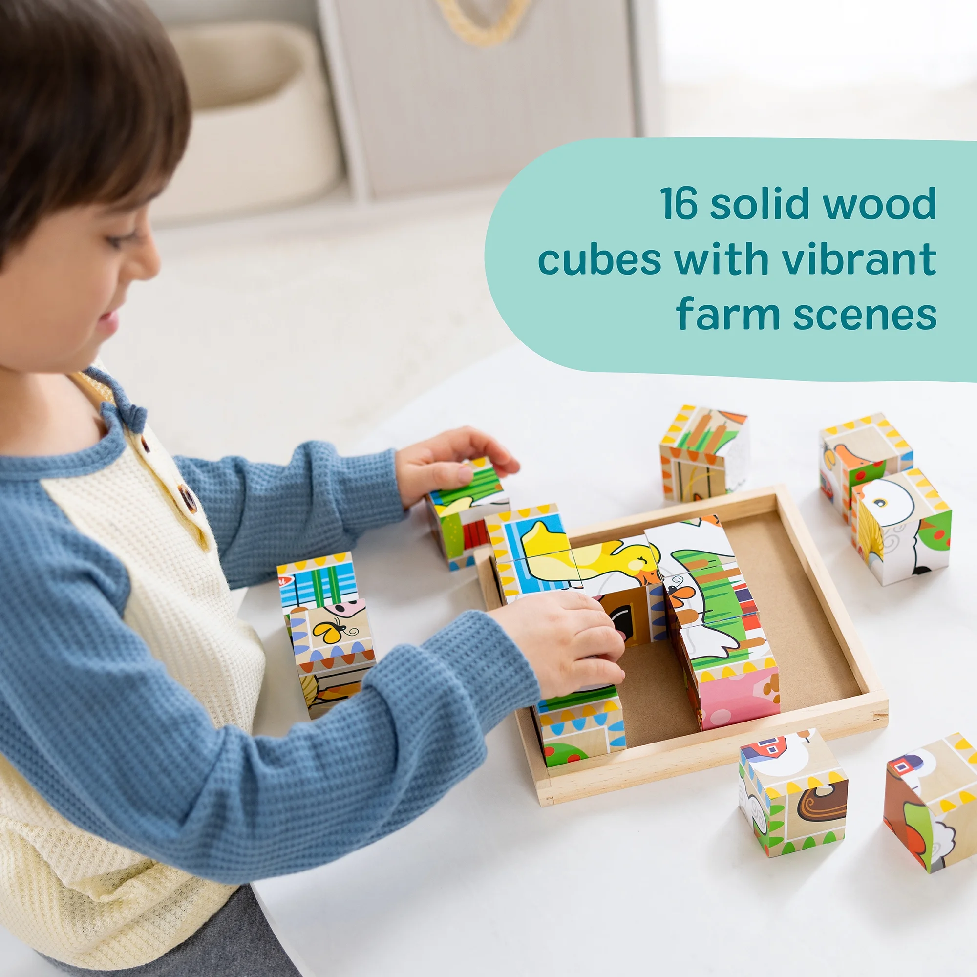 Melissa & Doug Farm Wooden Cube Puzzle with Storage Tray Melissa & Doug Farm Wooden Cube Puzzle with Storage Tray