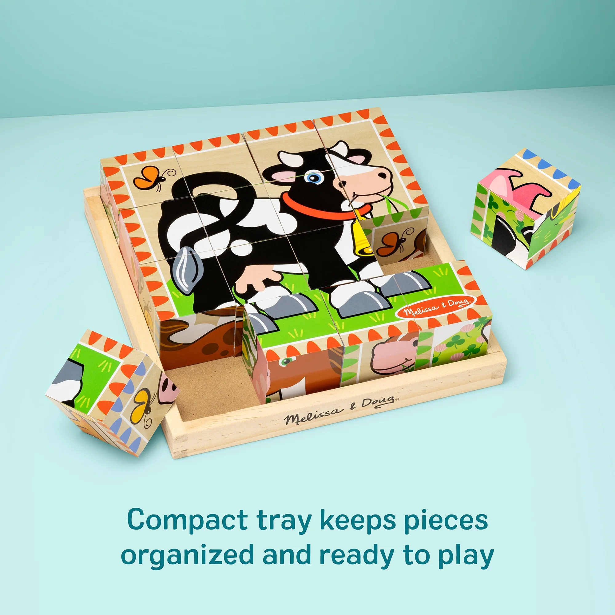 Melissa & Doug Farm Wooden Cube Puzzle with Storage Tray Melissa & Doug Farm Wooden Cube Puzzle with Storage Tray