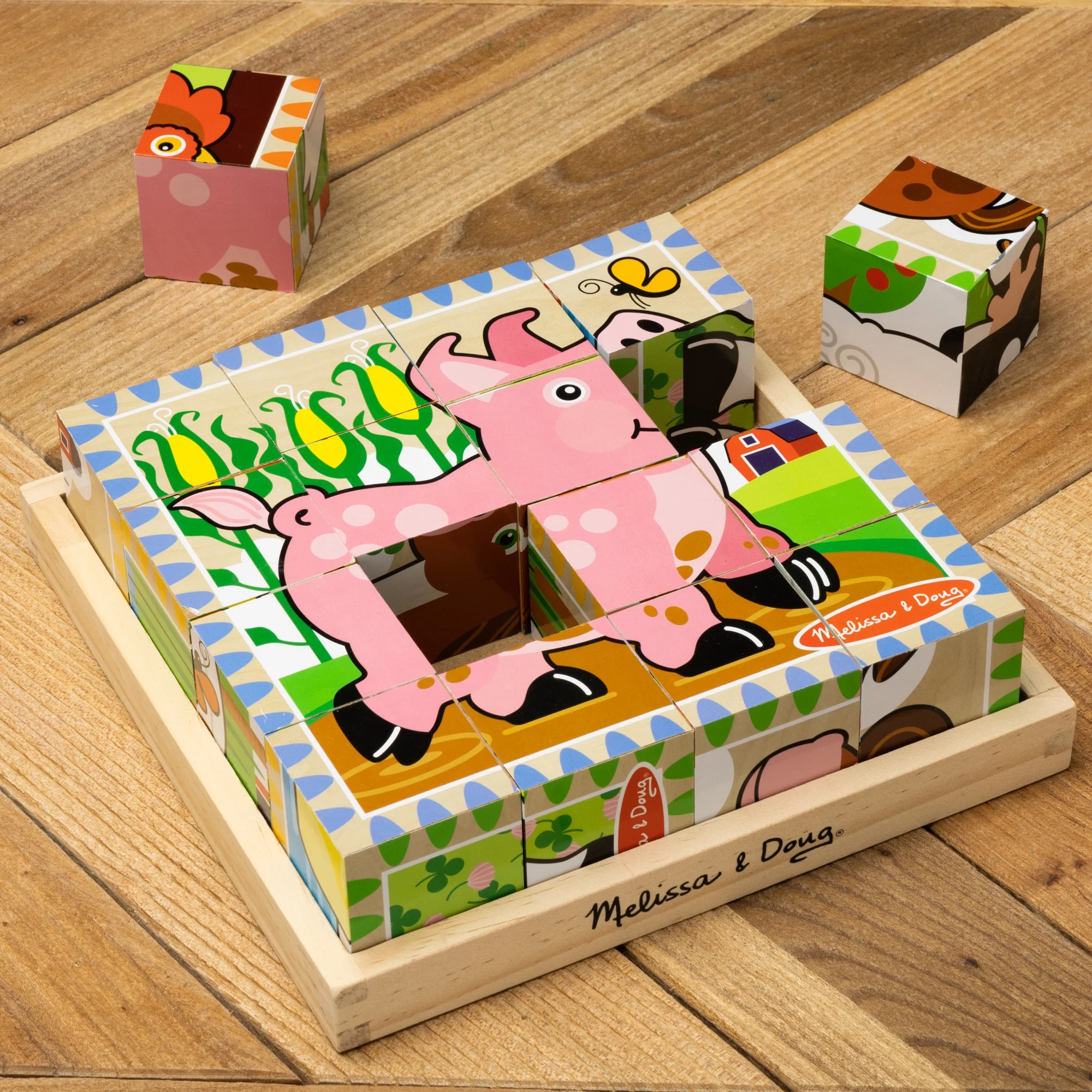 Melissa & Doug Farm Wooden Cube Puzzle with Storage Tray Melissa & Doug Farm Wooden Cube Puzzle with Storage Tray