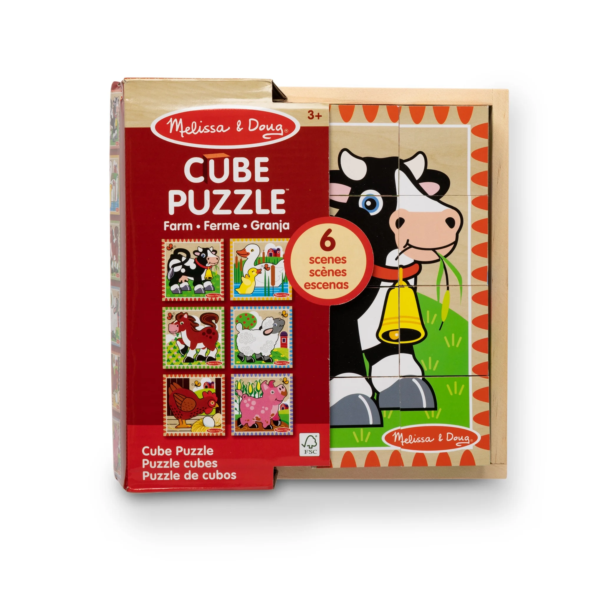 Melissa & Doug Farm Wooden Cube Puzzle with Storage Tray Melissa & Doug Farm Wooden Cube Puzzle with Storage Tray