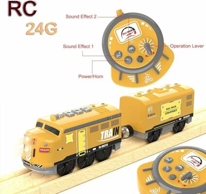 Motorized Train for Kids Remote Control Locomotive Train Toy for Wooden Tracks