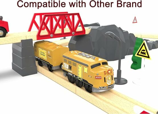 Motorized Train for Kids Remote Control Locomotive Train Toy for Wooden Tracks