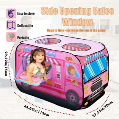 Pop Up Tent for Kids Ice Cream Truck Play Tent
