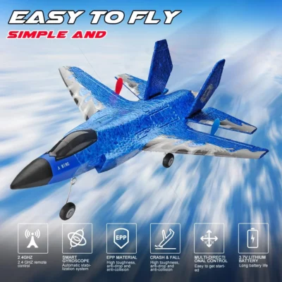 Rc Airplane Fighter Ready to Fly with Remote Control and 2 Batteries