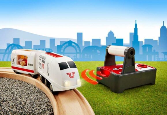 Remote Control Travel Train Kids Toy with Light and Sound Features