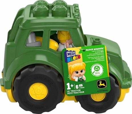 MEGA BLOKS John Deere Lil’ Tractor with 6 Pieces and Storage Blocks Toy Set