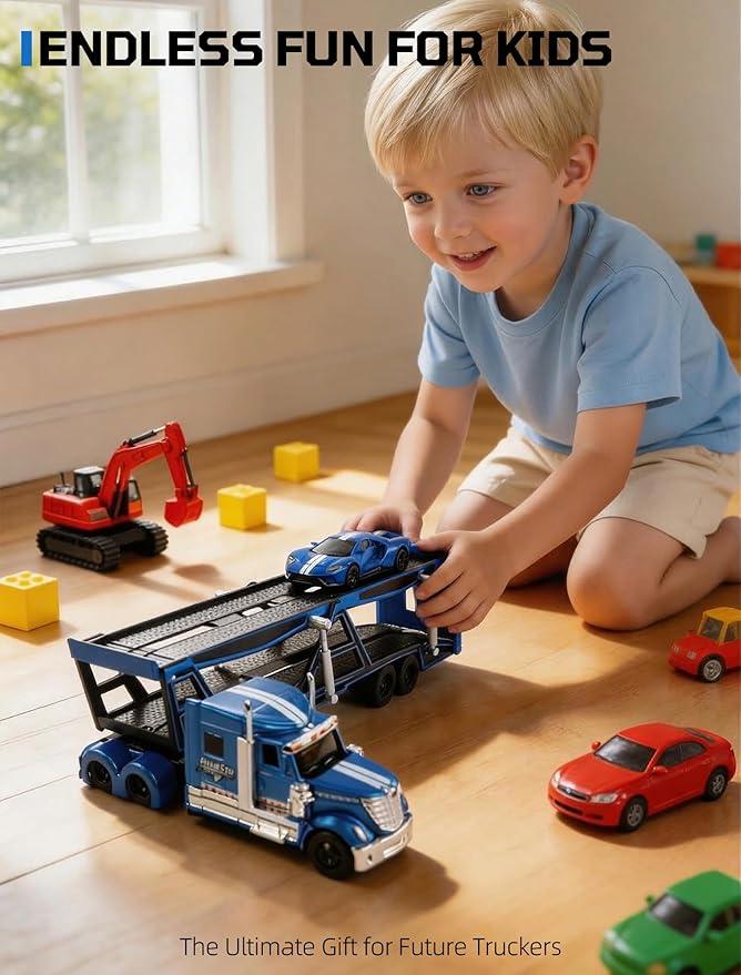 Semi Truck Trailer with Car Model Kit Semi Truck Trailer with Car Model Kit