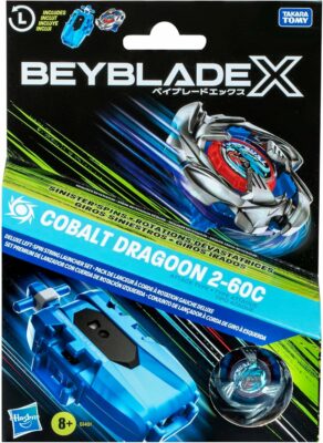 Beyblade X Cobalt Dragoon 2-60C Deluxe Left-Spin String Launcher Set