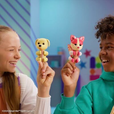 YOUR FAVORITE GAME COMES TO LIFE. Adopt Me fans can now collect and care for their favorite pets in real life. This Adopt Me!: Strawberry Shortcake Bat Dragon comes to life on your finger. INTERACTIVE PET WITH 40+ SOUNDS AND REACTIONS. Hear your legendary pet coo, giggle and even give you a kiss. Your touch brings your pet to life with a moving head, blinking eyes and so many cute sounds. CARE FOR YOUR PET IRL. Care for your pet like you would in the game. Each pet responds to your touch with sensors on their head and mouth. Pet them to show your love. Feed them, kiss them, and even play peek-a-boo. They also have motion sensors that detect when you flip them, shake them and rock them to sleep. THEY GO WHERE YOU GO. These pets love to go everywhere with you. Their portable size makes them easy to take with you. COLLECT BOTH ADORABLE PETS. Fans can collect both the Dog and the legendary Adopt Me!: Strawberry Shortcake Bat Dragon. Batteries included.