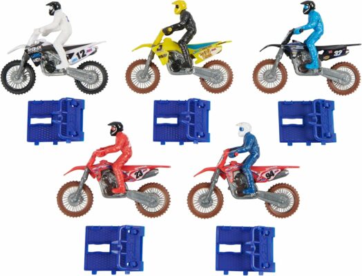 Authentic 5 Pack of 1:24 Scale Die-Cast Motorcycles with Rider Figure