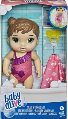 Baby Alive Splash'n Snuggle Baby Brown Hair Doll for Water Play