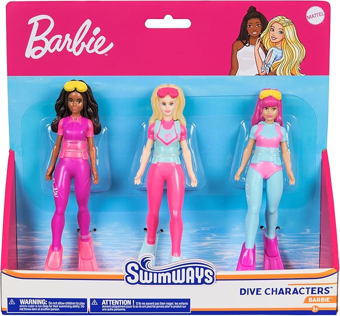 Barbie Dive Characters 3 Pack Swimming Pool Accessories & Kids Pool Toys