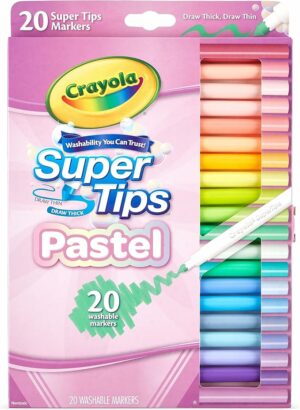 CRAYOLA Pastel Super Tips Washable Medium Tip Markers Pack of 20