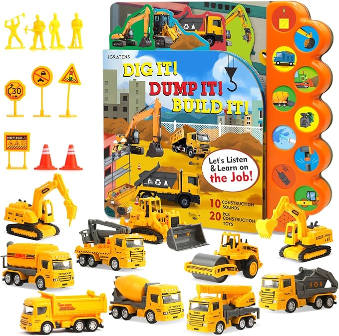 Dig It! Dump It! Build It! Construction Board Book with Toys