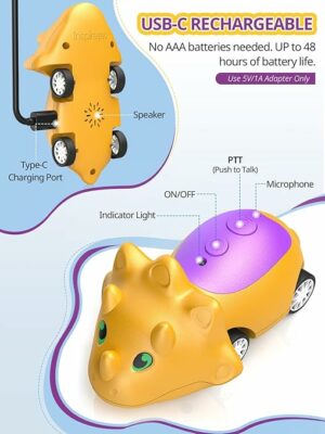 Dinosaur Walkie Talkies And Car for Kids Rechargeable