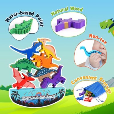 Dinosaur Wooden Stacking Montessori Toys for Kids