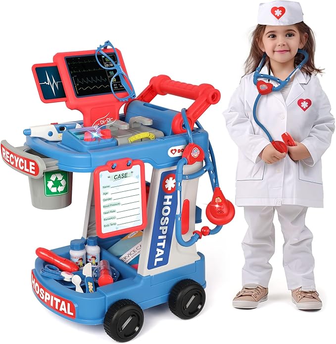 Doctor Kit for Toddlers Pretend Kids Doctor Playset with Cart