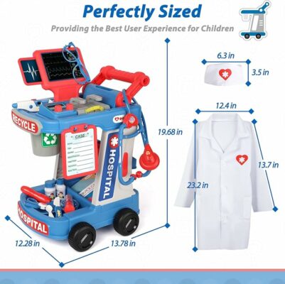Doctor Kit for Toddlers Pretend Kids Doctor Playset with Cart
